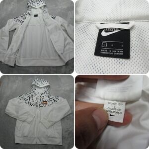 Nike Jacket Youth Large White Just Do It Windrunner Hooded Lightweight Packable